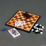 гр Шашки 5240 (30) 3в1 (шашаки + нарды + шахматы) с игральными картами "Максимус"